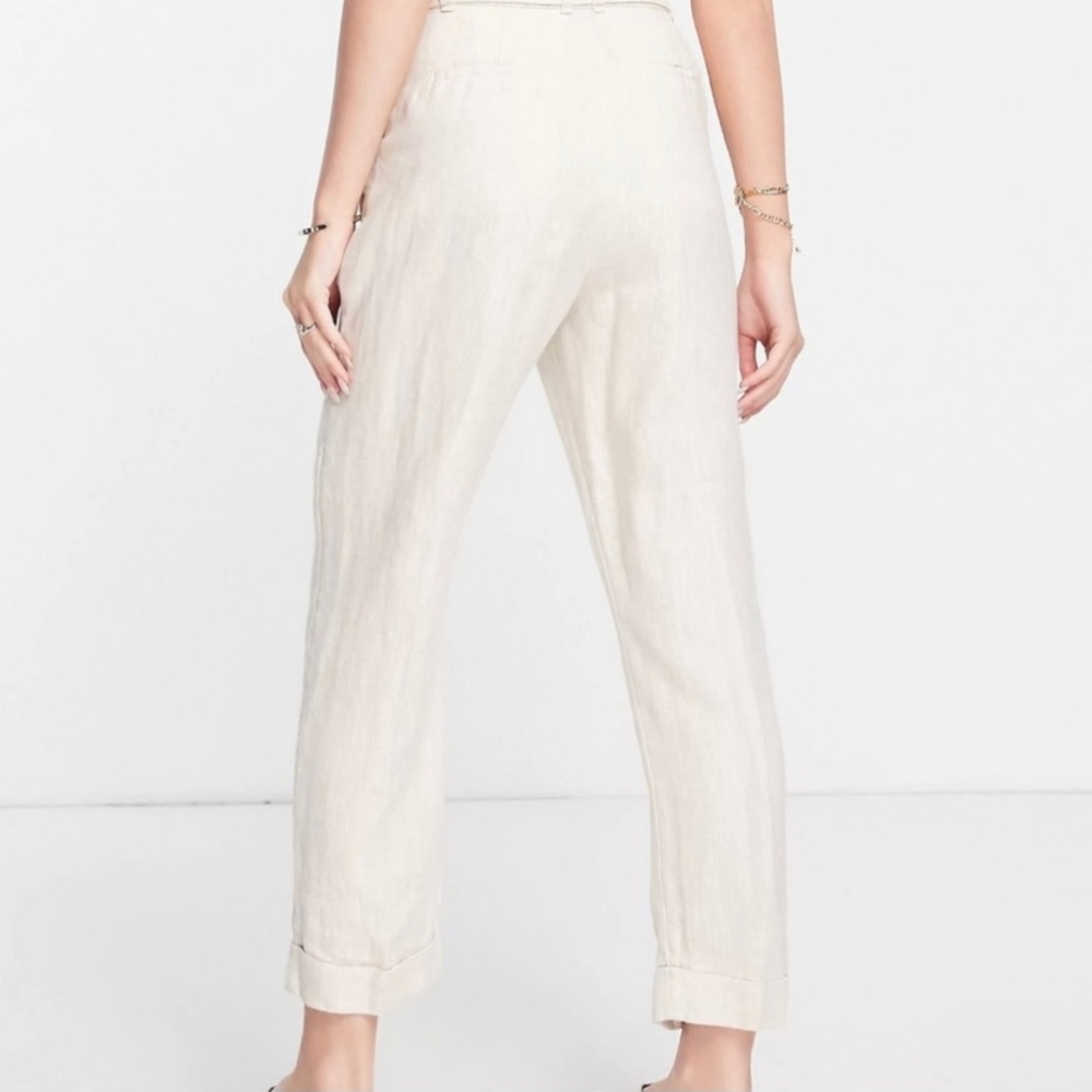 & other stories Linen belted pants, pale beige, size 6 - Picture 7 of 9